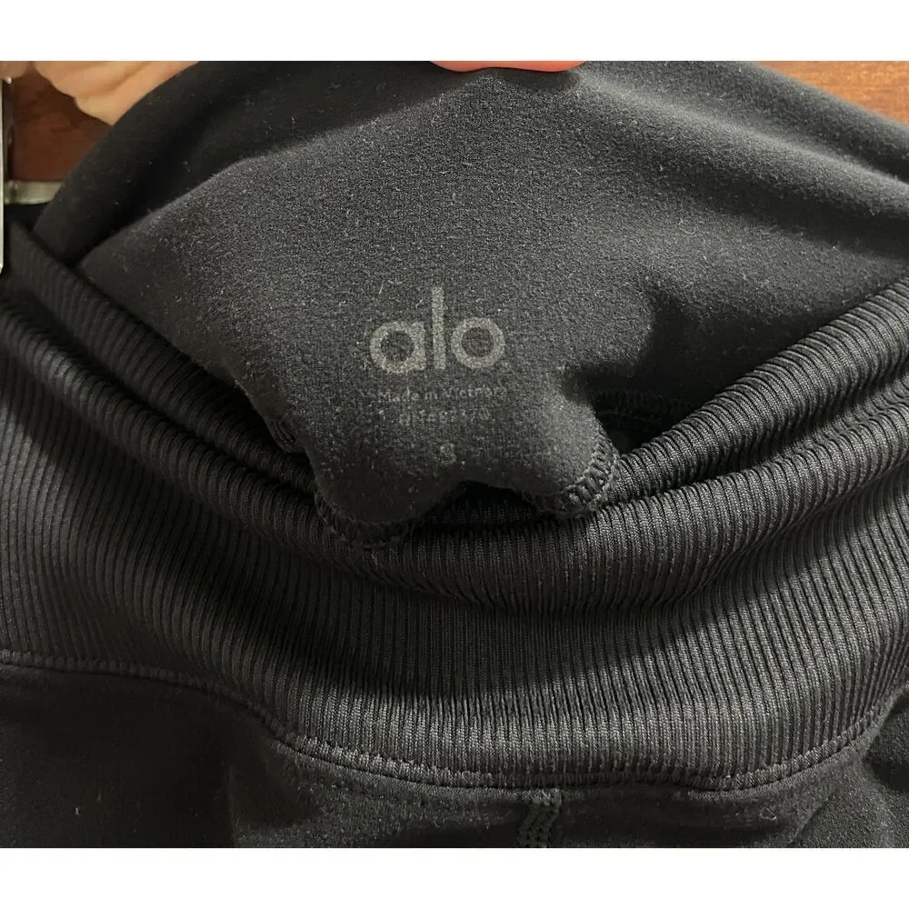 Alo Yoga Sheila Alosoft 7/8 Leggings Size Small Black Gray Activewear Pilates
